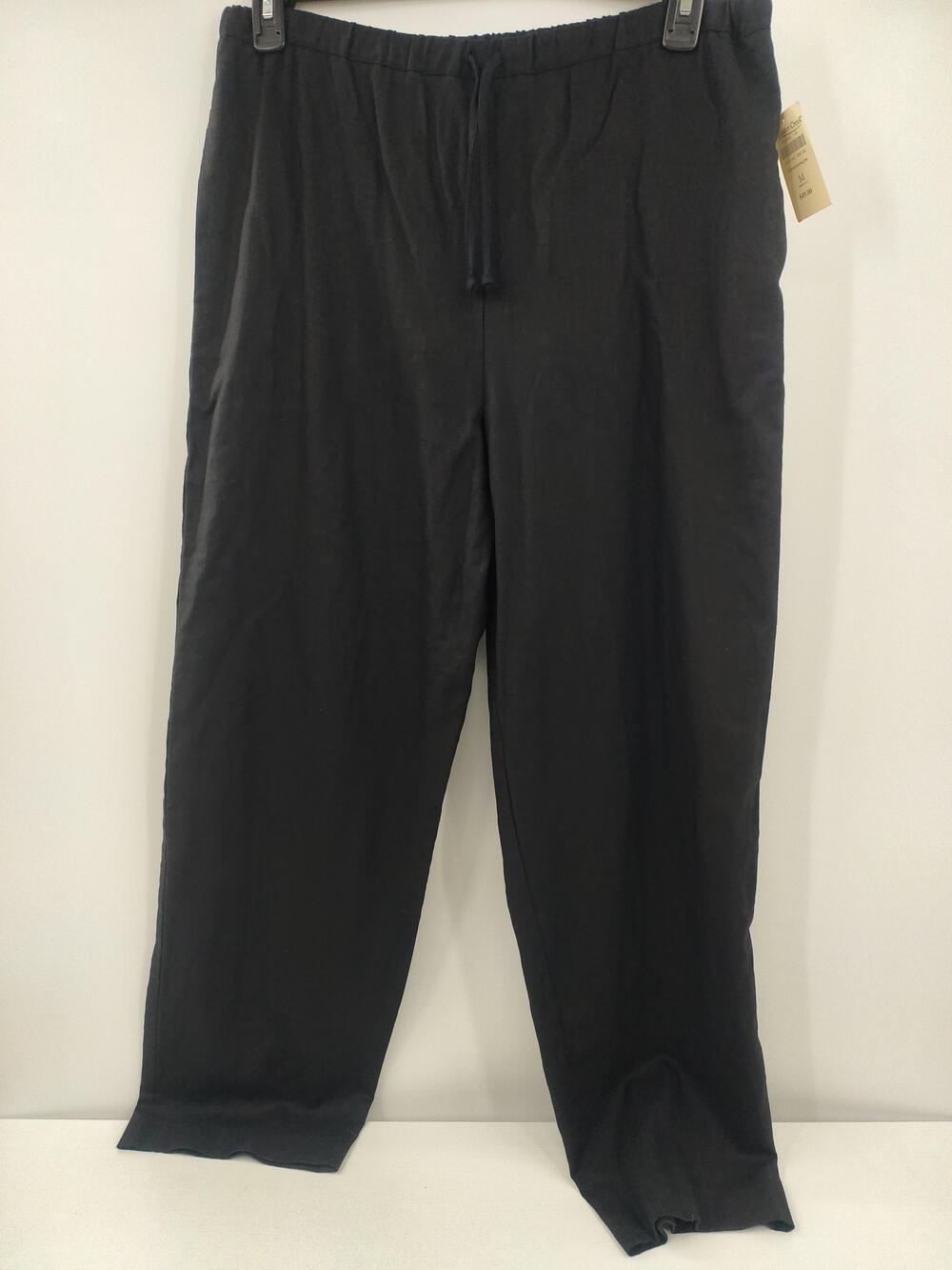 Coldwater Creek Womens M Black Linen Rayon Straight Relaxed Lounge Pants